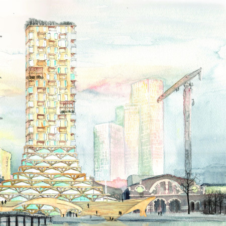 Tiered Design With Cantilevered Terraces Made From Sustainable Timber Panels and Glass Facades For Community Living