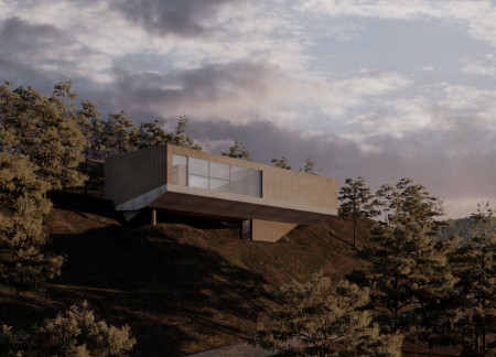 Cantilevered Structure Embracing Natural Light with Reinforced Concrete and Wood Elements for Mindful Meditation