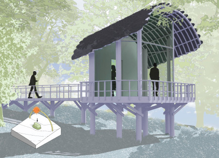 Biomimetic Roof and 3D-Printed Timber Structure for Meditative Retreat  