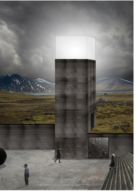 Basalt Cladding and Rammed Earth Create a Community Observational Hub Set in Volcanic Landscape