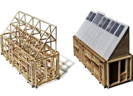 Charred Wooden Shingles and Laminated Wood Create Sustainable Modular Living Spaces  