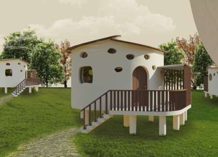 Natural Clay Walls and Bamboo Framing in a Round Design for Sustainable Living