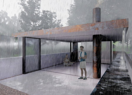 Cor-Ten Steel and Channel Glass Retreat Nestled in Native Landscape  
