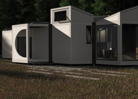 Charred Wooden Shingles and Steel Frame Create Flexible Modular Living Space