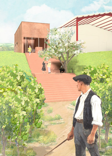 Clay Facade and Terrazzo Interiors Connect Vineyard Experiences with Communal Spaces