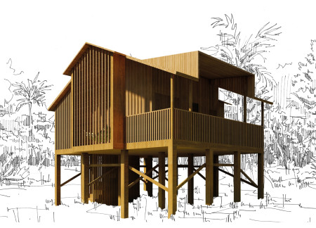 Charred Wooden Shingles and Cross-Laminated Timber Panels Enhance Sustainable Community Spaces