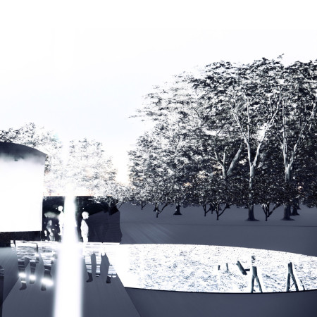 Reflective Water Features Enhance Concrete Sculptures In Captivating Commemorative Landscape