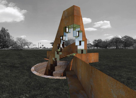 Rustic Corten Steel Structure Enhancing Community Reflection Through Thoughtful Design