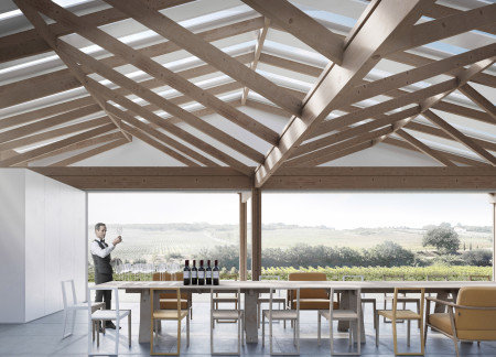 Ceramic Cavity Inserts and Insulated Glass Create a Seamless Connection in a Modern Tasting Room