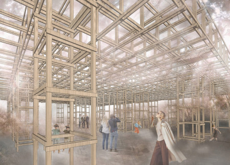 Canopy-Style Pavilion Featuring Exposed Timber and Glass With Community-Focused Spaces  