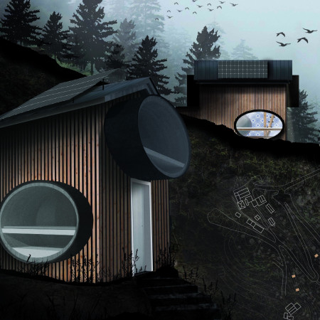 Curved Windows and Renewable Energy Create a Sustainable Retreat Using Zinc and Timber