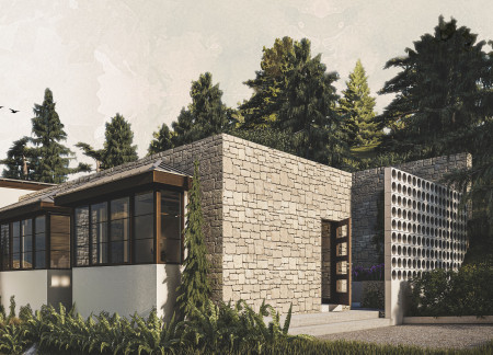 Breeze Block Facades and Cut Stone Foundations in a Purpose-Built Yoga Retreat