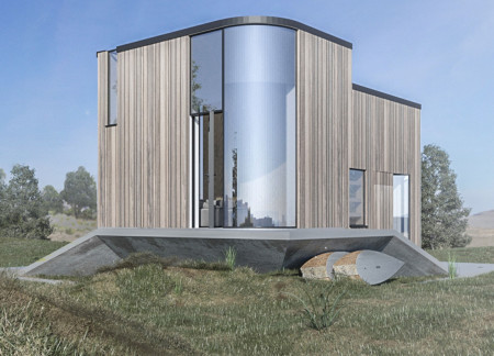 Curved Roof Design in Thermo-Modified Pine with Fiber-Cement Cladding for Sustainable Living