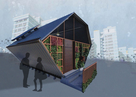 Reclaimed Metals and Vertical Farming Enhance Sustainable Urban Living Spaces