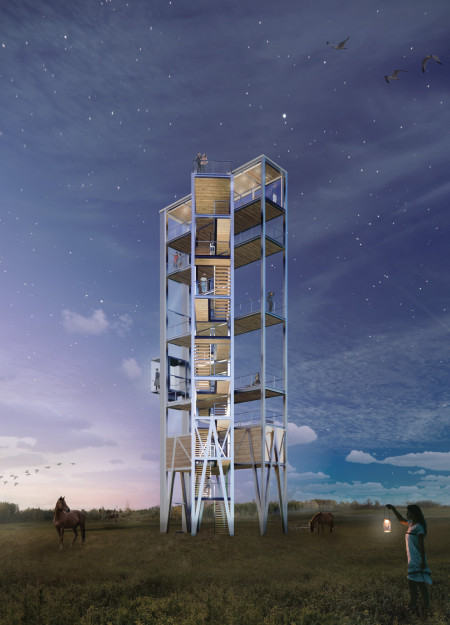 Cross-Laminated Timber Booth With Panoramic Views Emphasizing Community Connectivity