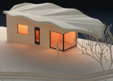 Curvilinear Shelters Crafted from Flexible Solar Panels and Timber Cladding