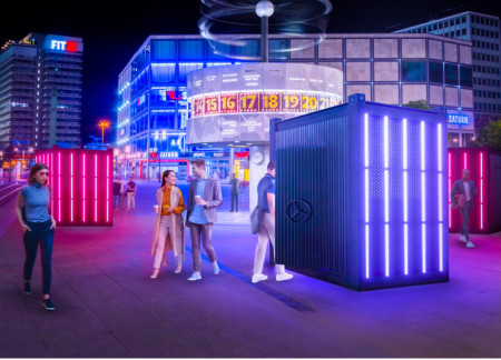 Kinetic Energy Floor With Recycled Steel And LED Facade Creates Engaging Urban Community Space