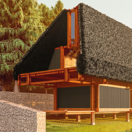 Charred Wooden Shingles and Cross-Laminated Timber Enveloping a Tranquil Wellness Center