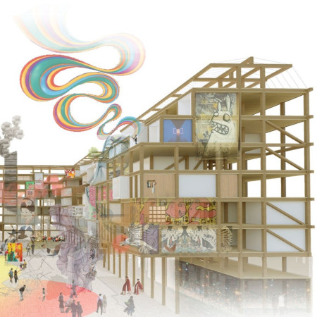 Charred Wooden Shingles and Cross-Laminated Timber Panels Create Flexible Communal Living Spaces