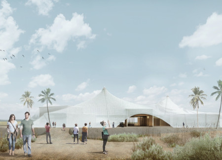 Undulating Metal Mesh Façade Blending Natural Ventilation With Community Engagement Functions