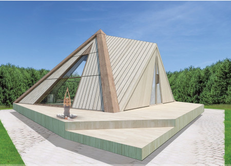 Community center featuring cross-laminated timber and charred wood shingles for enhanced sustainability