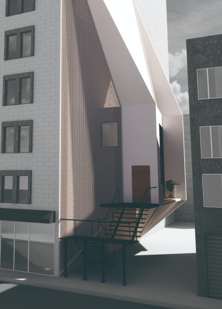 Perforated Metal Facade and Hydroponic Integration in Adaptive Urban Living Spaces