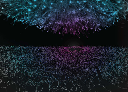 Celestial Interaction Through Fiber Optics and Carbon Structure in a Community Pavilion