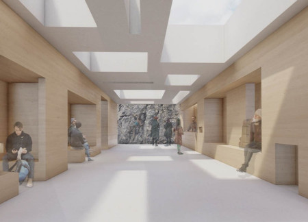 Natural Stone Walls and Laminated Timber Create an Immersive Visitor Experience in a Subterranean Setting
