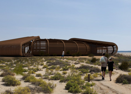 Curvilinear Forms Crafted From Fiberglass and Timber Emphasizing Community and Conservation