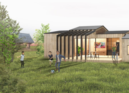 Charred Wooden Shingles and Cross-Laminated Timber Create Versatile Modular Housing Solutions
