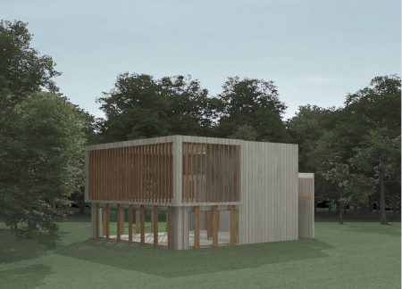 Louvered Timber Sanctuary Embracing Natural Surroundings for Contemplation  