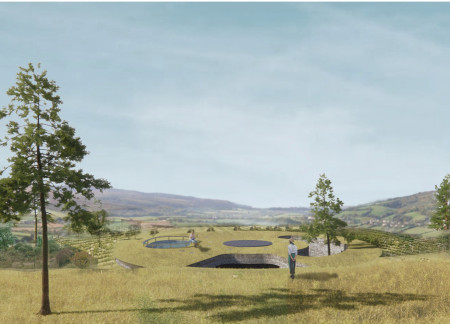 Granite Integration with Green Roof and Hydroponic Gardens in a Community Gathering Space