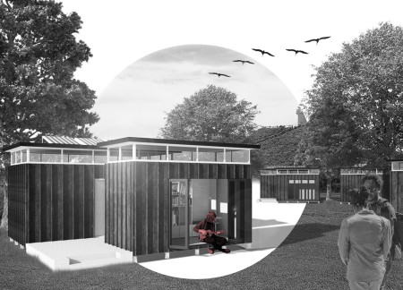 Charred Wooden Shingles and Cross-Laminated Timber Panels in Adaptive Communal Living  