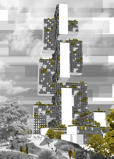 Residential Community Integrating Prefabricated Steel Frameworks and Green Roof Systems for Urban Sustainability