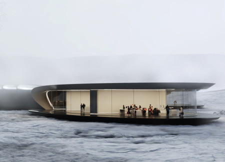 Fluid Forms and Glass Facades Embracing Volcanic Landscapes with Sustainable Materials  