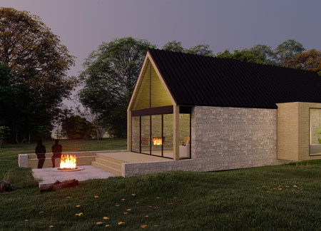 Charred Wooden Shingles and Glass Facade Create Tranquil Retreat Nestled in Nature