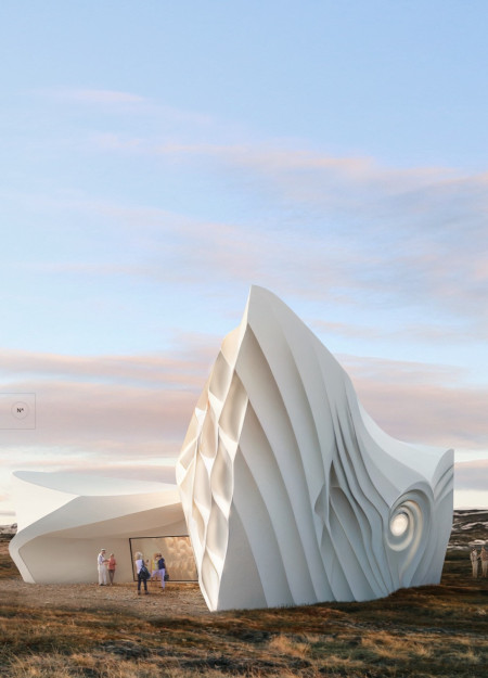 Cultural Center Featuring Curved Laminated Wood and Sustainable Design Solutions  