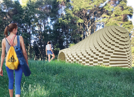 Curvilinear Retreat Crafted From Local Timber with Wind-Resistant Design  