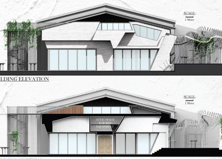 Vine Canopy Over Local Stone Pavilion with Flexible Oak Interiors for Wine Tasting Experience