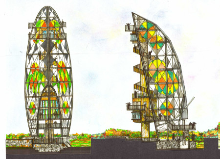 Charred Timber Structure Featuring Solar Panels Enhancing Ecological Observation Spaces