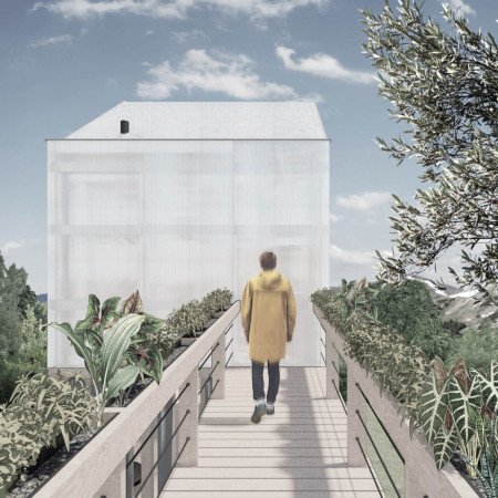 Translucent Polycarbonate Facade With Natural Timber Elements for A Mindful Retreat  