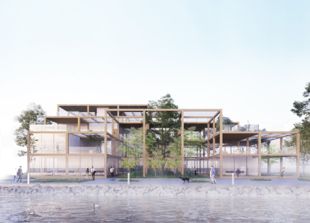 Charred Wooden Shingles and Cross-Laminated Timber Unite in Adaptive Workspace Design  