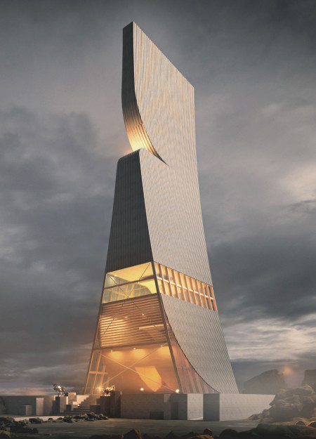 Geothermal Tower Crafted With Engineered Wood and Corrugated Steel Embracing Viking Heritage