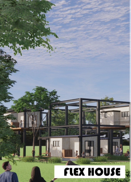 Charred Wooden Shingles and Steel Framework Define a Flexible Housing Solution  