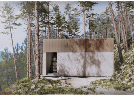 Charred Wooden Shingles and Green Roof Integration in a Minimalist Woodland Retreat