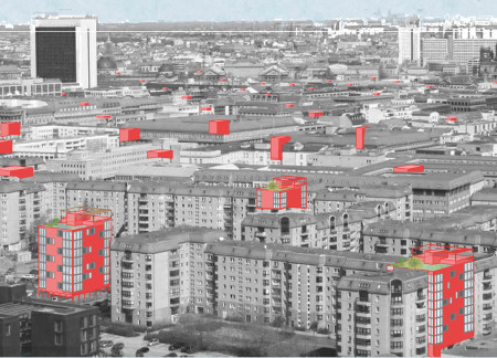 Rooftop Community Spaces Enhanced by Modular Concrete and Glass Cladding in Berlin's Urban Fabric