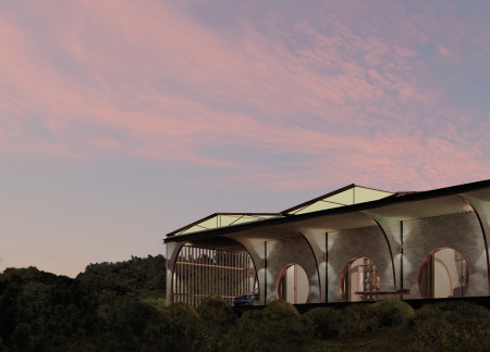 Mycelium Panels and Curvilinear Forms Enhance Community Living in Nature-Inspired Design