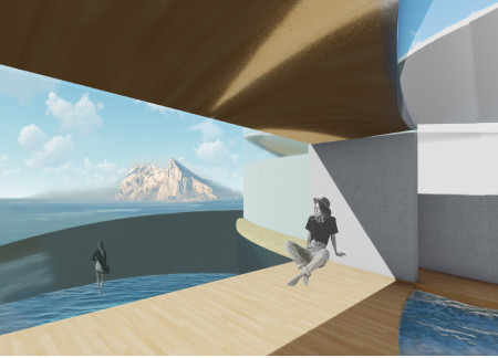 Translucent Glass and Concrete Pavilion Reflecting Nautical Heritage Through Curved Design