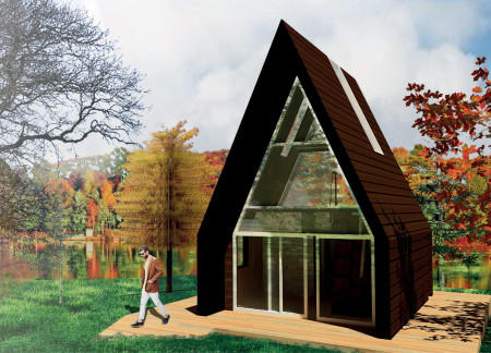 Charred Wooden Shingles and Photovoltaic Solutions in a Modular Community Dwelling  