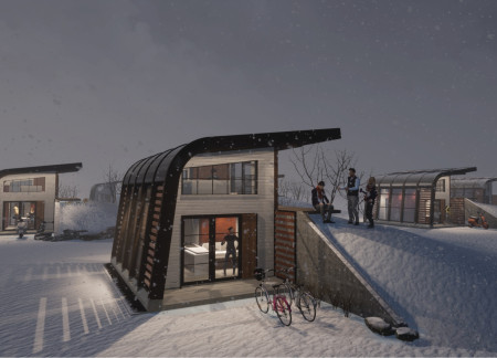 Charred Wooden Shingles and Trombe Wall Systems in a Self-Sufficient Community Dwelling